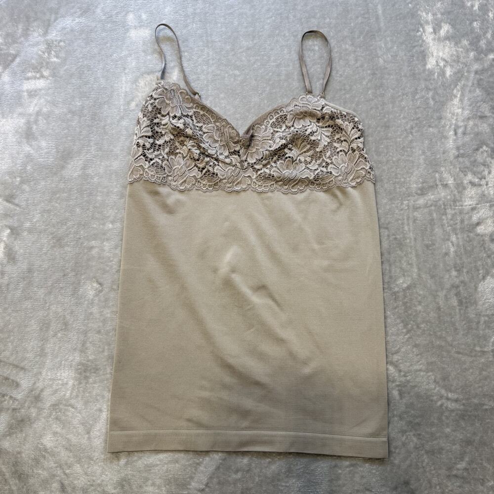 Banana Republic Beige Lace Trim Cami Tank Top Womens Medium Stretch Layering - Picture 2 of 6
